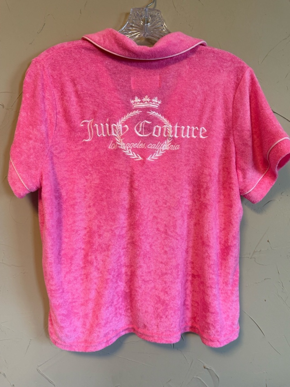 Juicy Couture Pink Terry Cloth PJ Top | EUC Medium | Y2K Barbiecore Loungewear